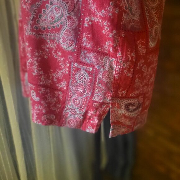 Ralph Lauren Women's Cotton Blend Red/Cream Paisley Pajama Top - Size M - Picture 4 of 11